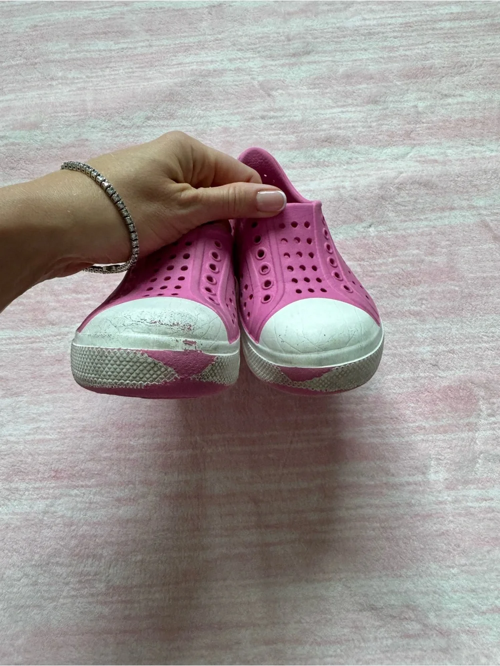 wonder nation Pink Slip-On Water-Friendly Kids Shoes with White Toe Caps